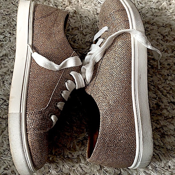 Express Gold Glitter Lace Up Sneakers Size 9 - Picture 4 of 8